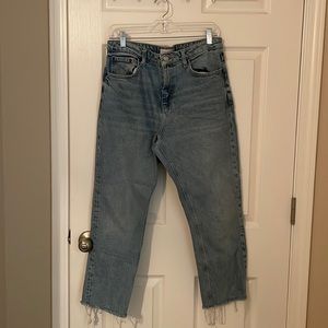 High waist straight leg blue Jean